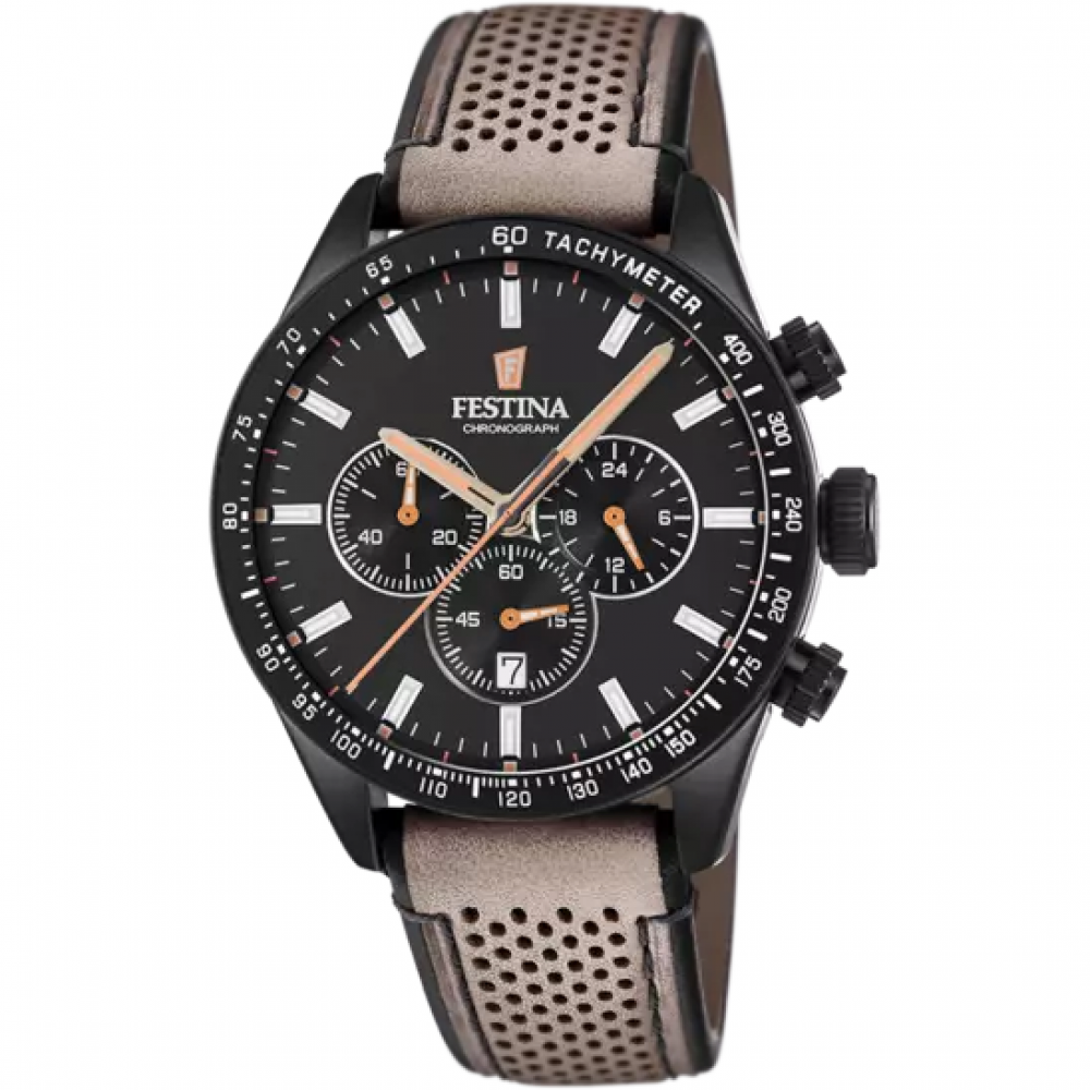 FESTINA MEN'S BLACK THE ORIGINALS LEATHER WATCH BRACELET
