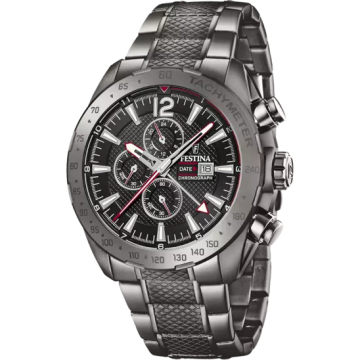 FESTINA MEN'S BLACK PRESTIGE STAINLESS STEEL WATCH BRACELET